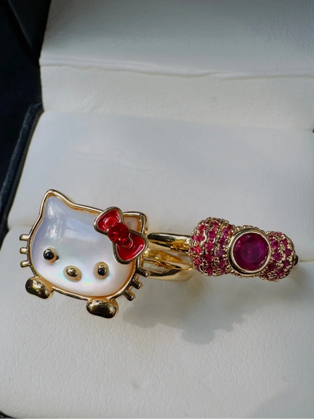 Kids Gold-Tone Ring set with Red and Pink Accents